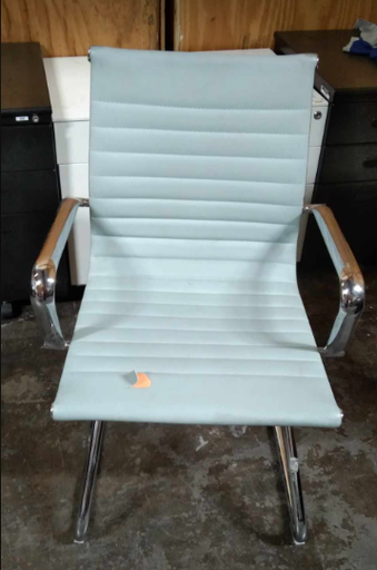 Leatherette Mid back Sled Chair - Seafoam green