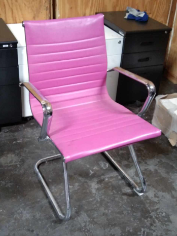 Leatherette Mid back Sled Chair - Pink