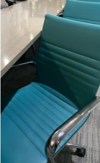 Leatherette Sled Chair - Teal Blue